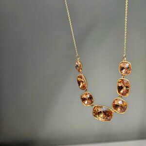Touchstone Crysral By Swarovski Amber and Gold Necklace